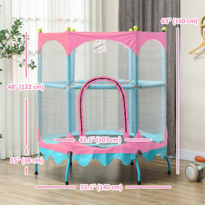 1.4m Trampoline with Handlebar and Safety Net, Pink