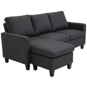 Modern sectional sofa with ottoman, dark gray