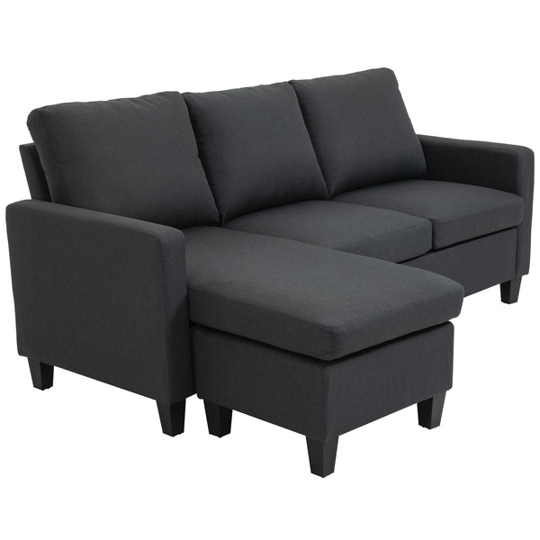 Modern sectional sofa with ottoman, dark gray