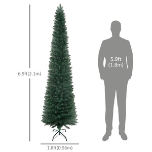 7ft Green Artificial Christmas Tree with Black Folding Stand