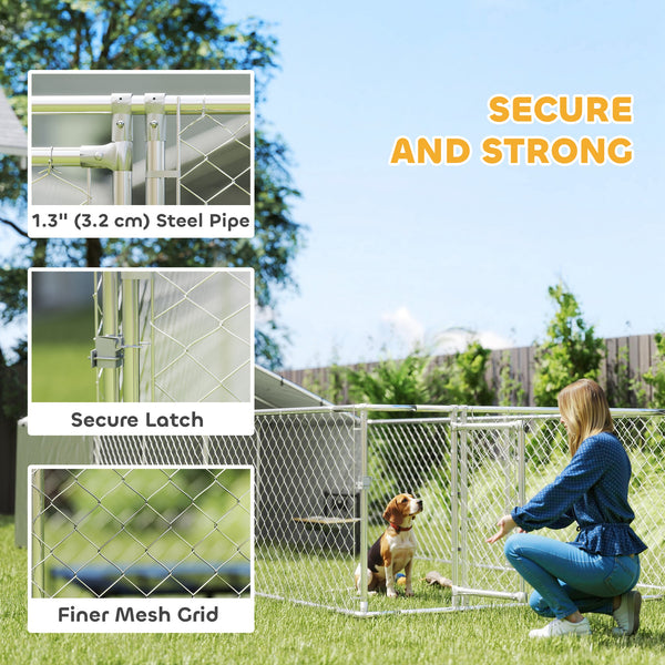 Galvanized steel kennel with waterproof cover