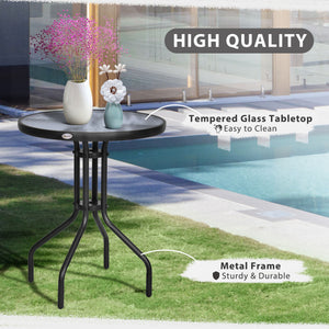 Round patio table with tempered glass top