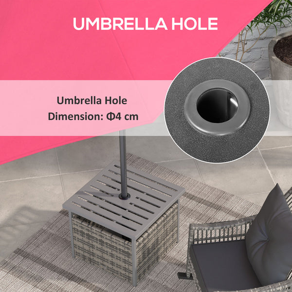 Wicker patio coffee table with parasol hole - Heather Grey