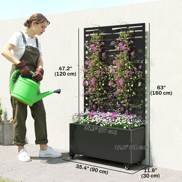 Metal planter with trellis