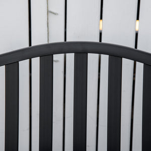 Metal outdoor bench with central lifting table for 2 to 3 people, black