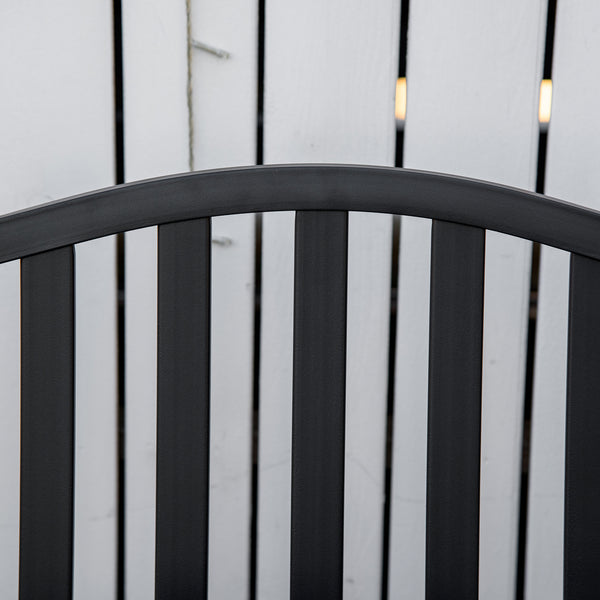 Metal outdoor bench with central lifting table for 2 to 3 people, black