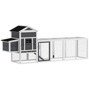 Extra large chicken coop with asphalt roof, grey