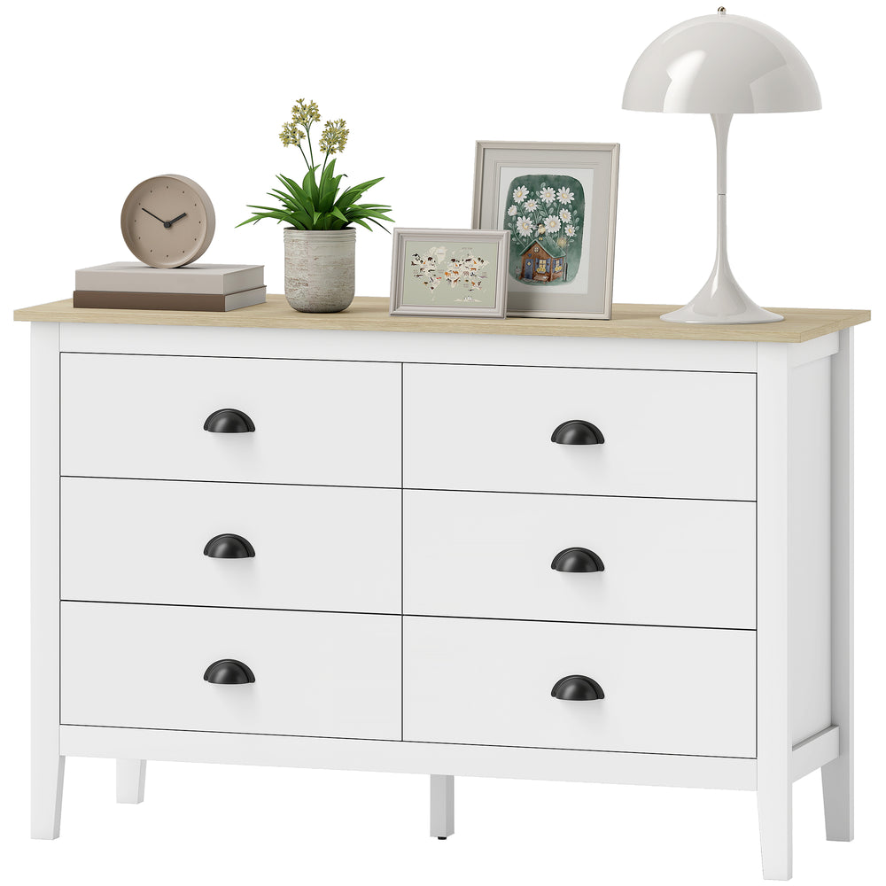 6-drawer chest of drawers with silent slides, white