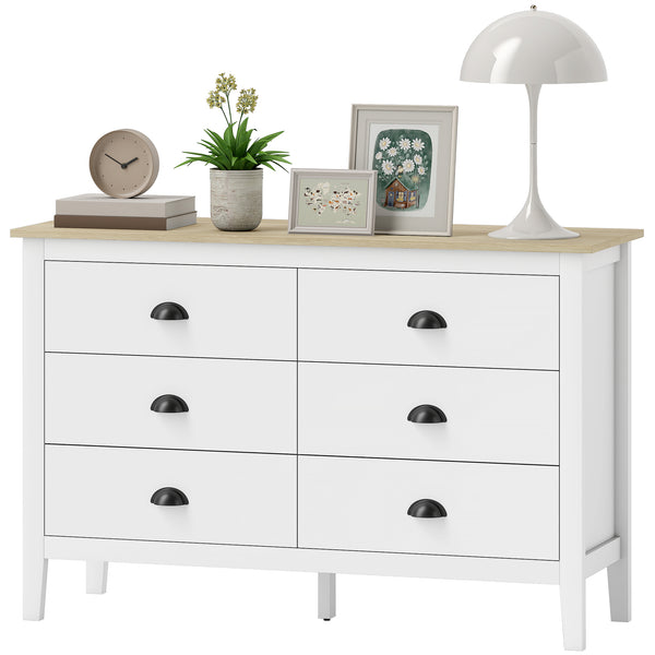 6-drawer chest of drawers with silent slides, white