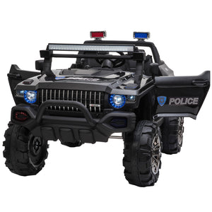 12V 2-seater police truck with parental remote control, black