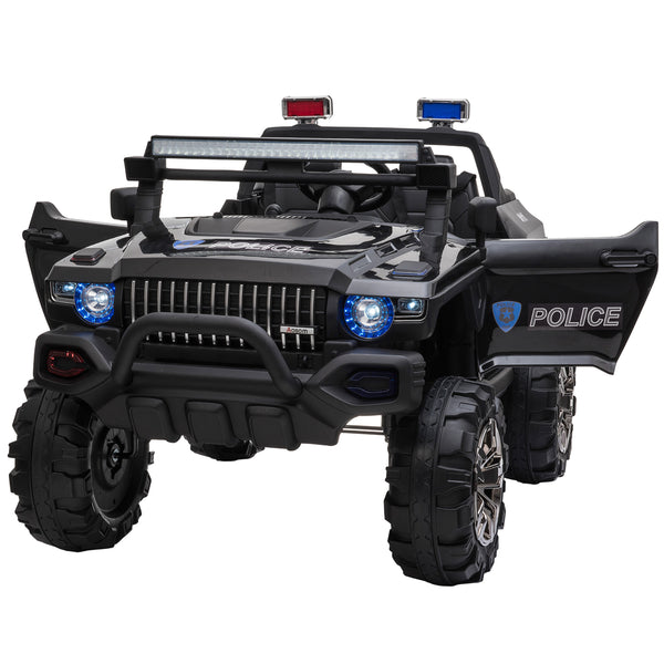 12V 2-seater police truck with parental remote control, black
