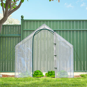 Garden greenhouse with door and window, transparent