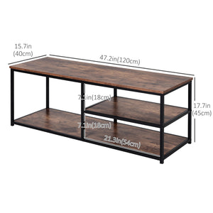 Industrial TV Stand for TVs up to 55 inches with Shelves, Rustic Brown