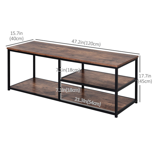 Industrial TV Stand for TVs up to 55 inches with Shelves, Rustic Brown