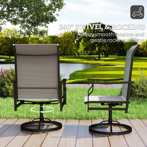 Set of 2 outdoor swivel high-back chairs, light gray