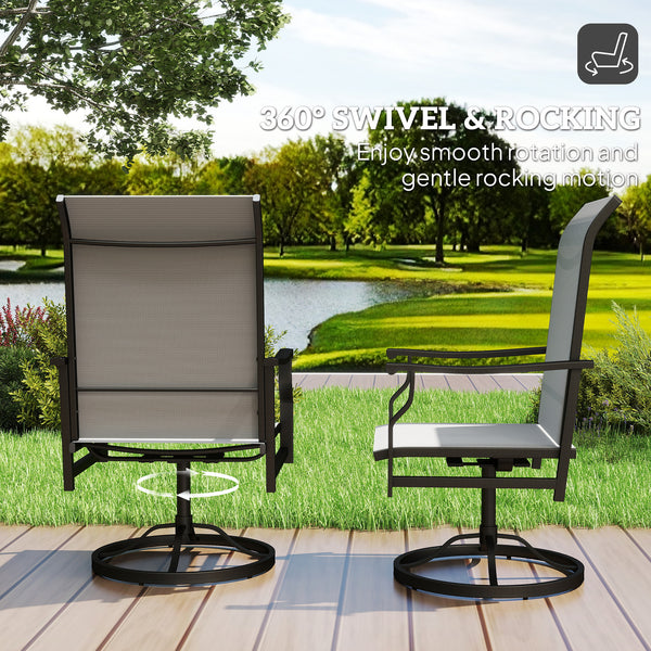 Set of 2 outdoor swivel high-back chairs, light gray