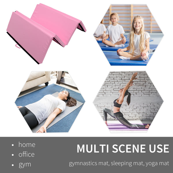 4'x6'x2'' Folding Gym Mat with Carry Handles, Pink
