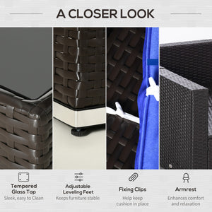 7-piece rattan garden furniture set, wicker corner sofa for patio, blue