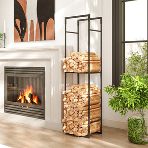 Log rack with adjustable shelf