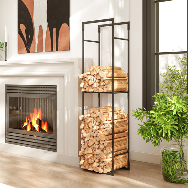 Log rack with adjustable shelf