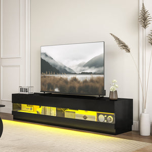 Illuminated TV stand for TVs up to 75 inches, glossy black