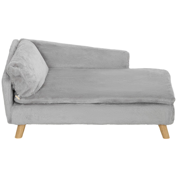 Medium Dog Sofa Bed with Cushion, Pillow, Removable and Washable Cover, Light Grey