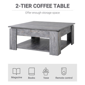 Modern coffee table with storage shelf, gray