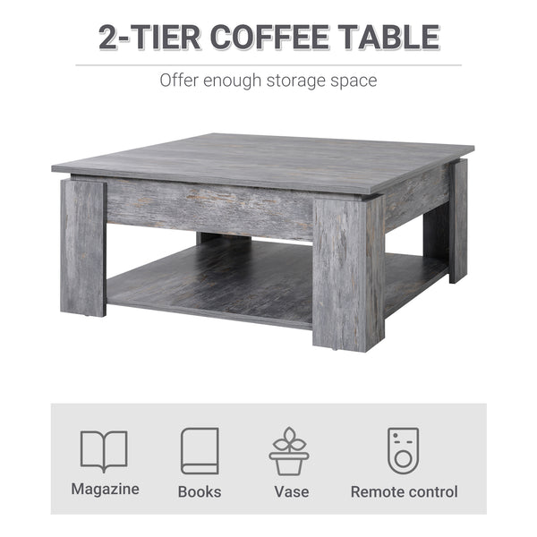 Modern coffee table with storage shelf, gray
