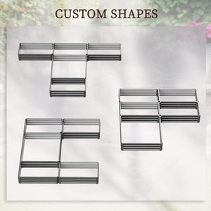 Set of 5 large raised steel garden planters, grey