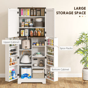 162cm High Storage Cabinet with Spice Racks, White