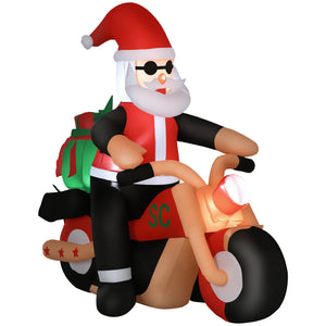 1.6m tall inflatable motorcycle Santa Claus with LED lighting