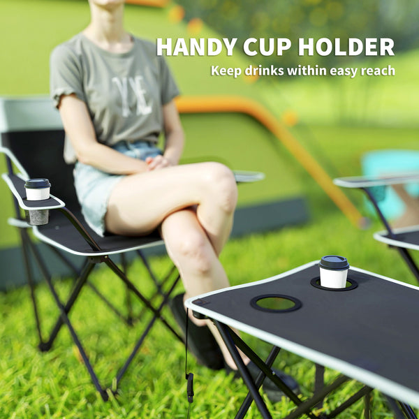 4-piece folding camping set with cup holders