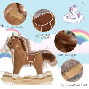 Plush Rocking Horse with Sounds, Brown