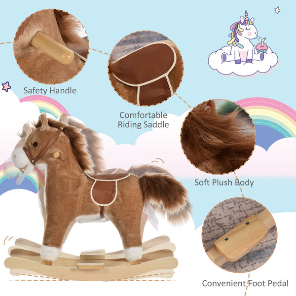Plush Rocking Horse with Sounds, Brown