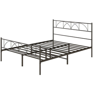 Metal platform bed frame with headboard, easy assembly, Queen size