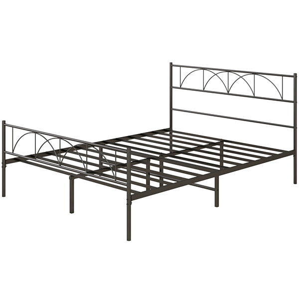 Metal platform bed frame with headboard, easy assembly, Queen size