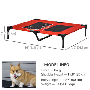 Elevated dog bed, red