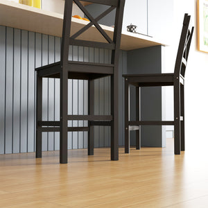 Set of 2 wooden bar stools, black