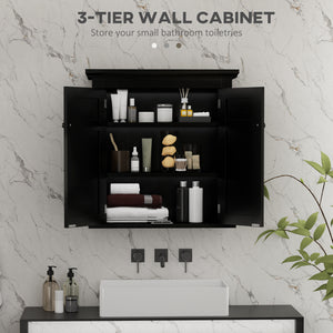 Bathroom cabinet with adjustable shelves, black