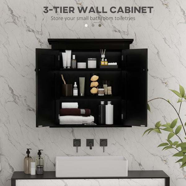 Bathroom cabinet with adjustable shelves, black