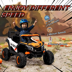12V Electric Car with Remote Control, Battery Electric UTV with Spring Suspension, Orange