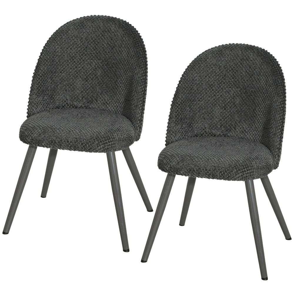 Dark grey velvet dining chairs – Set of 2
