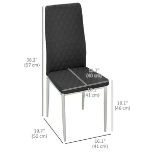 Set of 4 dining chairs with faux leather upholstery and steel legs, black