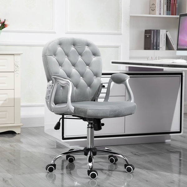 Office chair with padded seat and tufted backrest, grey