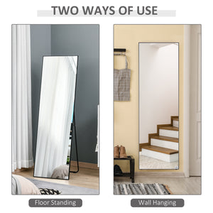 Full-length mirror, floor-standing or wall-mounted, black