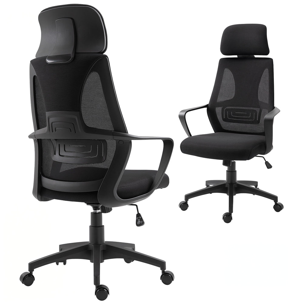 Ergonomic Mesh Office Chair with Adjustable Headrest, Black