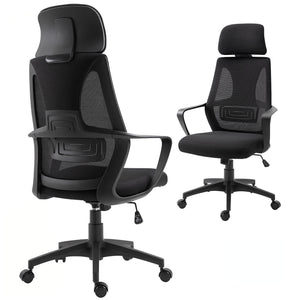 Ergonomic Mesh Office Chair with Adjustable Headrest, Black