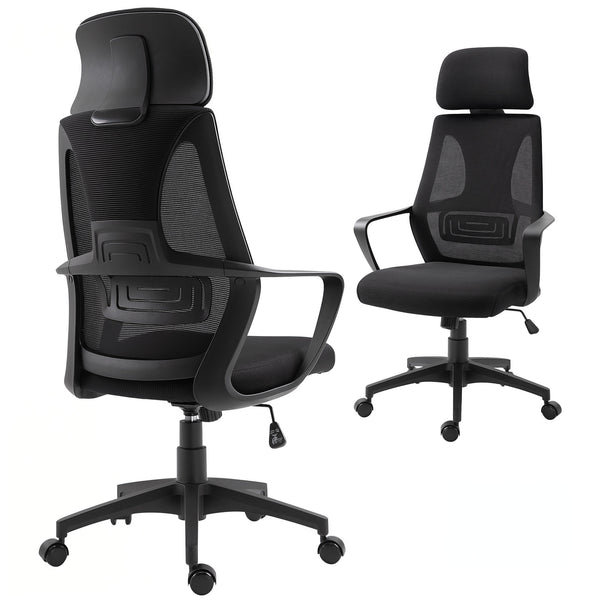 Ergonomic Mesh Office Chair with Adjustable Headrest, Black
