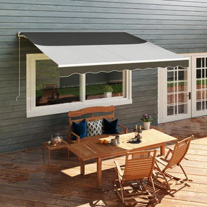 9.8 x 11.8 ft retractable electric awning with remote control, grey 
