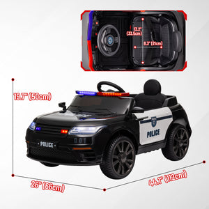 12V Electric Police Car for Kids with Remote Control, Black